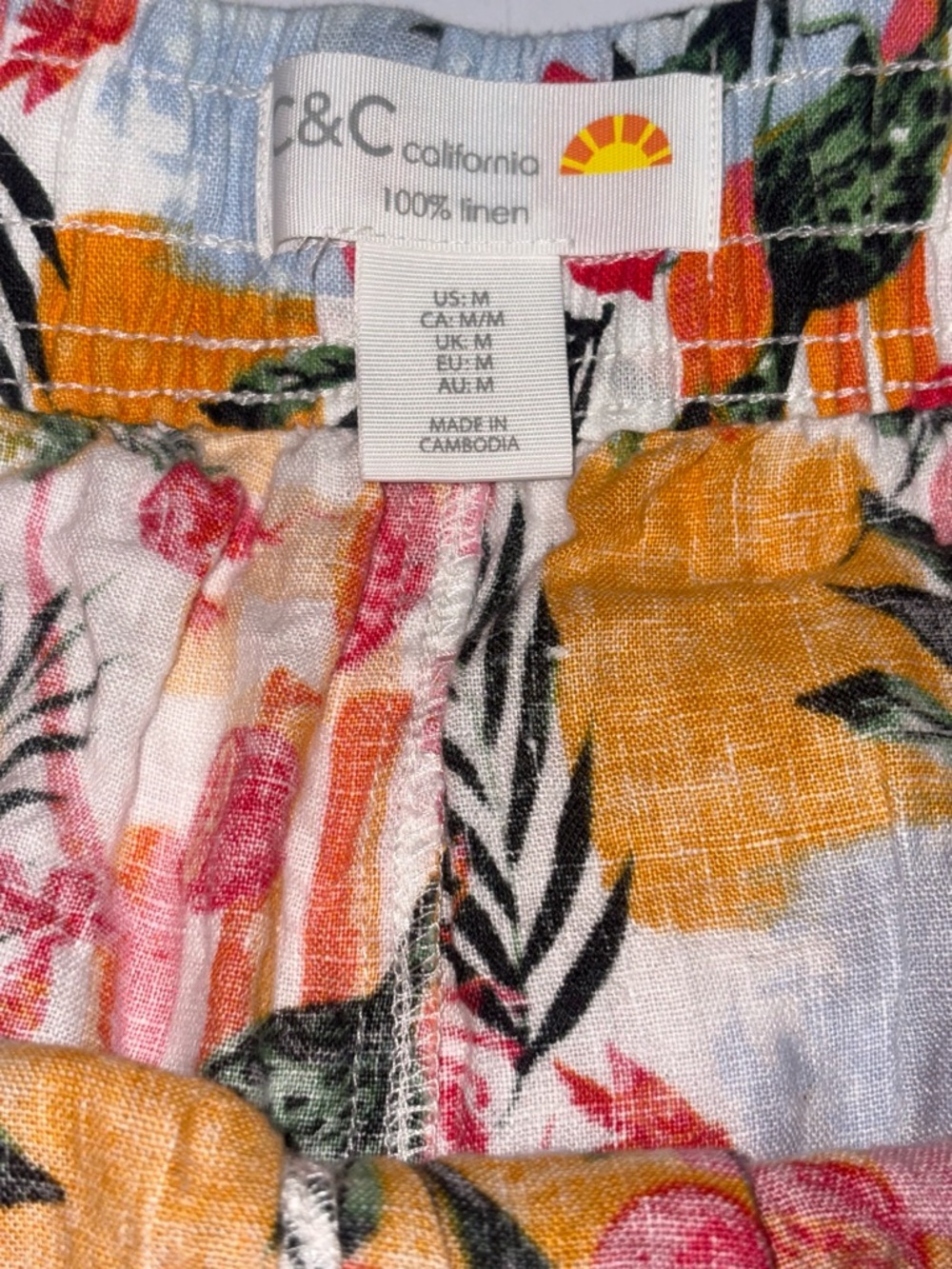C&C California 100% linen wide-leg tropical linen pants medium - Picture 11 of 12